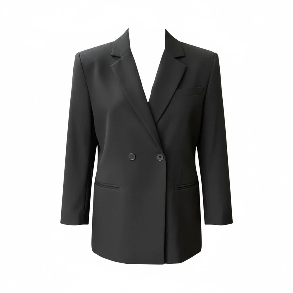 Solid Black Wardrobe Basic 1 button Blazer Jacket lined Women's size Large  NWT